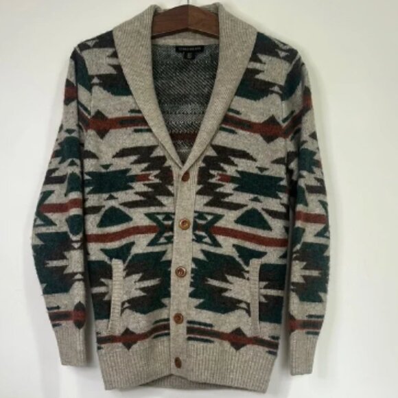 Ethan Pierce Aztec Print Cardigan Size Small Wool Blend - Picture 1 of 4